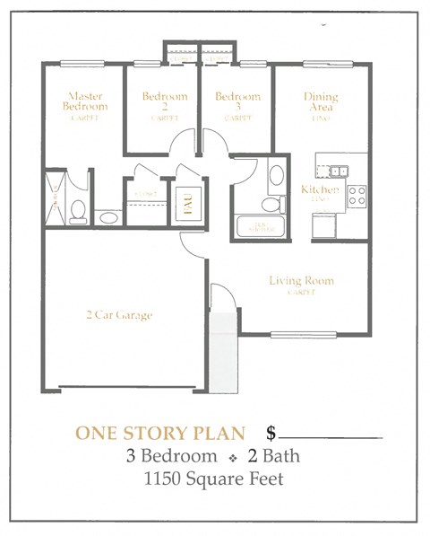 One Story Floor plan at Oak Grove Terrace, Oak Grove Rd, Concord